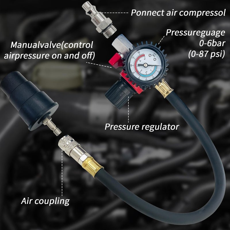 SUGOOE Turbo System Leakage Tester Set Turbocharger Air Pressure Leakage Tester Kit with 4 Pairs of Stepped Adapters 1-3/8" to 3-1/2" 35mm-90mm for Most Vehicles (9PCS) - Image 5